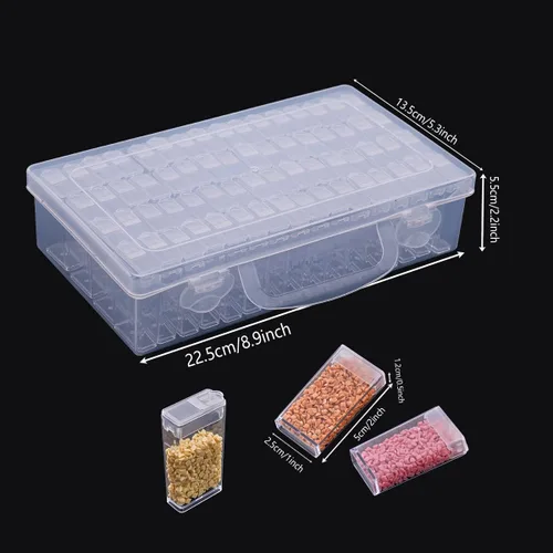 Vista 4 de Huacan Contenedores de Almacenamiento para Pintura de Diamantes, Accesorios para Pintura de Diamantes, Caja de Almacenamiento de 64 Rejillas