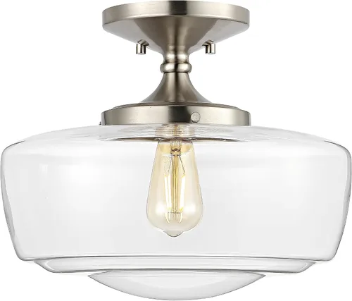 Vista 12 de JONATHAN Y Marfa 14" Clear Semi Flush Mount, Oil Rubbed Bronze/Brass Gold