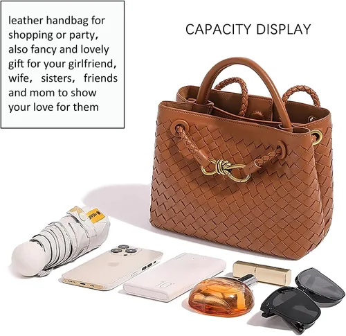 Vista 5 de Woven Hobo Bags for Women Tote Bag, Woven Leather Shoulder Crossbody Bag Satchel Bag Woven Handbag Purses