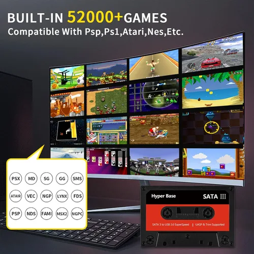 Vista 2 de 2TB External Hard Drive with 52247 Retro Games, Retro Game Console with Batocera 35 Game System, Plug and Play 84 Emulator Console Compatible with