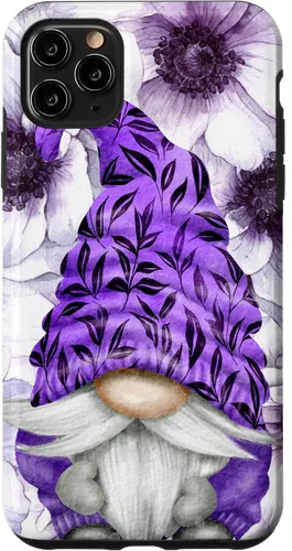 Vista 13 de Unique Purple Gnome with Lilac Anemones Floral Aesthetic Case for iPhone 17