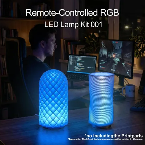 Vista 2 de 1 pieza de kit de lámpara LED RGB con control remoto 001, función de memoria de fallo de energía para impresoras 3D Bambu Lab Multicolor Makerworld