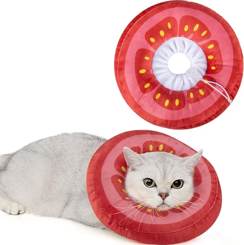 Vista 13 de ANWA Collar de cono ajustable para gato, suave, lindo collar de dona para gato después de la cirugía, conos de recuperación de gatitos para dejar