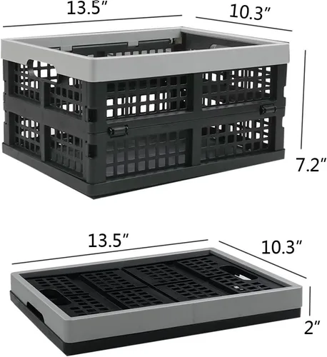 Vista 2 de Cajones de almacenamiento plegables de 16 litros/cesta de almacenamiento apilable, juego de 2