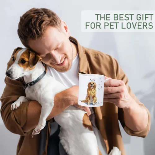 Vista 4 de Taza de café personalizada para perro, taza de café personalizada de 11 onzas, taza de café personalizada con nombre de foto de mascota, regalos