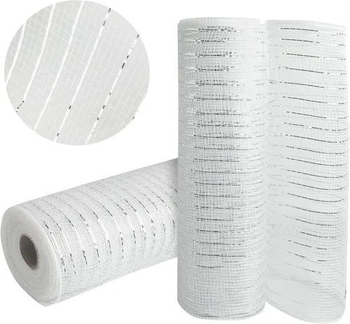 Vista 12 de 2 rollos de cinta de malla verde manzana decorativa de 10 pulgadas x 30 pies, rollos de malla de poli verde lima para suministros de corona DIY