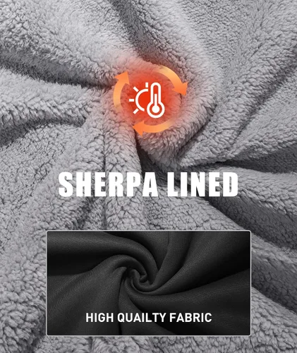 Vista 22 de SCODI Sudaderas con capucha para hombre, forro polar pesado, cremallera completa, forro de sherpa grueso, chaqueta con capucha