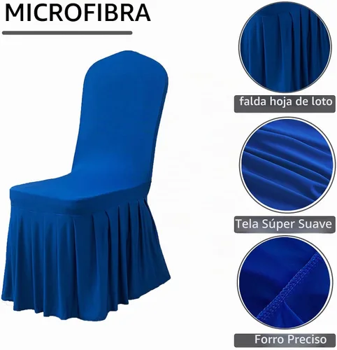 Vista 3 de Dimatic Juego de 2 fundas elásticas para sillas de comedor, fundas Parsons con falda, de elastano súper ajuste, funda protectora de asiento para Azul