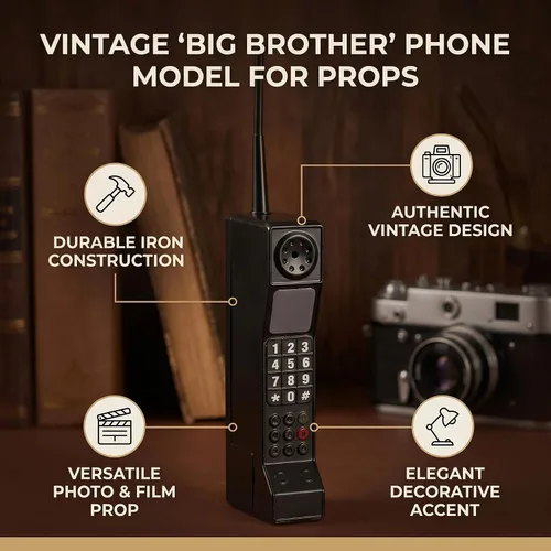 Vista 4 de Estink Metal Retro Brick Phone Model Prop para película y decoración del hogar Iron 80s Vintage teléfono celular réplica, equipo de estudio