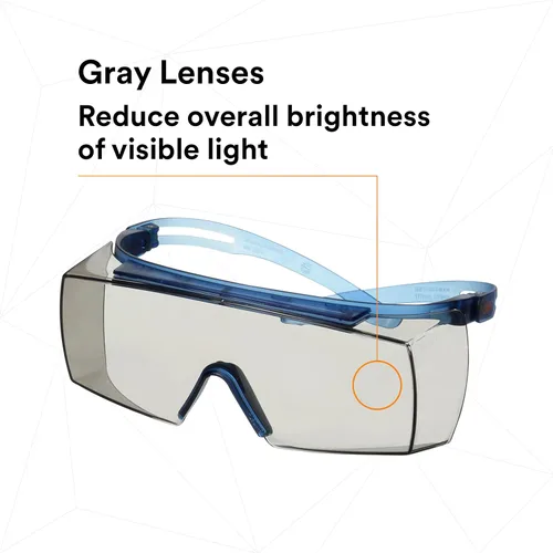 Vista 4 de 3M Gafas de seguridad, serie SecureFit 3700, paquete de 1, antiarañazos, se adaptan sobre lentes, lentes grises para interiores y exteriores
