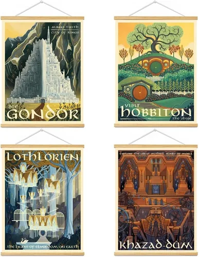 Vista 17 de Meksular Impresiones artísticas de pared de paisaje de la Tierra Media, pintura en lienzo, carteles de fantasía, imágenes de pared, para regalo