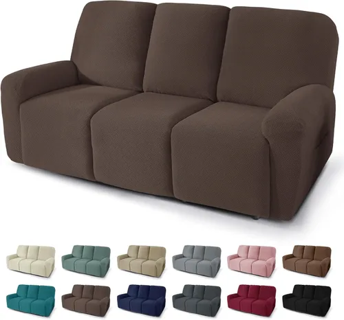 Vista 29 de JIVINER Fundas reclinables de gran tamaño de 3 piezas para sillón reclinable grande con bolsillos, tela jacquard elástica Lazy Boy funda para sofá