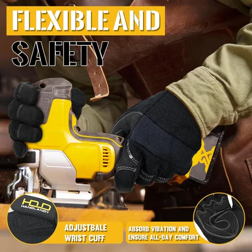 Vista 2 de HLDD HANDLANDY Work Gloves Women, Safety Work Gloves Touchscreen Working Glove for Mechanic, Gardening, Construction, DIY Negro