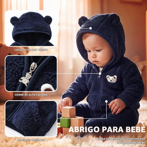 Vista 4 de Chaqueta de forro polar para bebé niño y niña, ropa de invierno para niños, abrigo para niños pequeños, suéter para niños Azul