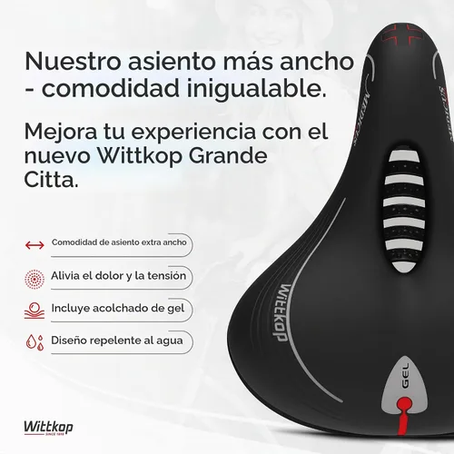 Vista 2 de Wittkop - Asiento de bicicleta de gran tamaño para bicicleta Peloton y bicicleta +, asiento de bicicleta cómodo, compatible con bicicletas Peloton