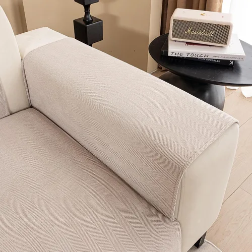 Vista 2 de Fundas de felpilla para sofá modular, fundas de sofá en espiga lavables para perros, divertidas fundas de sofá mullidas para sofá, protector