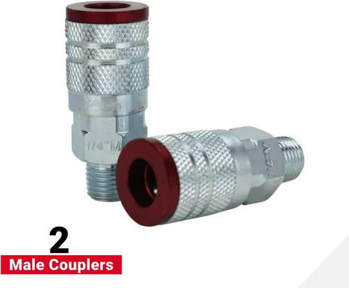 Vista 7 de Milton S-314MKIT ColorFit kit de acoplador y enchufe (estilo M, rojo) - 1/4 pulgadas NPT (14 piezas)