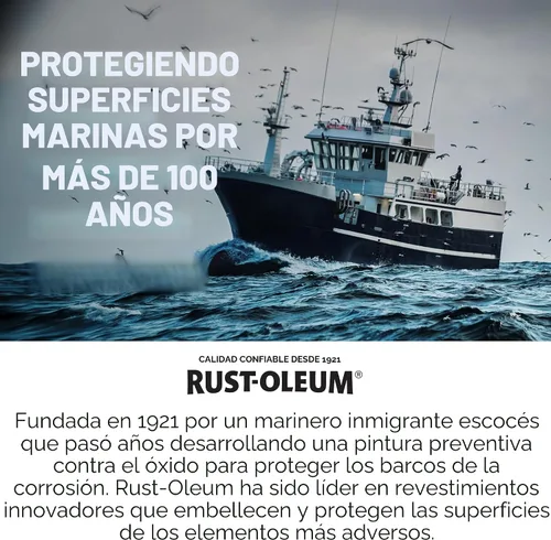 Vista 5 de Rust-Oleum 207005 Pintura para cubierta marina Marine Coatings, cuarto de galón, color gris acorazado Acabado marino duradero, fibra de vidrio