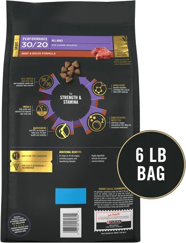 Vista 8 de Purina Pro Plan Sport Performance 30/20 - Alimento seco para perros con fórmula de carne de res y bisonte, bolsa de 6 libras