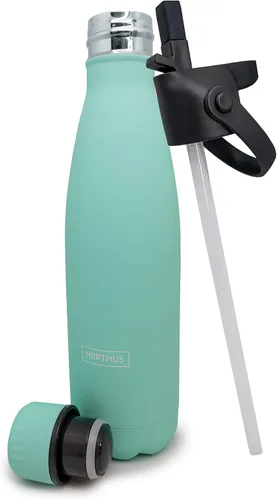 Vista 57 de NERTHUS FIH 712 - Botella aislada de doble pared para diseño frío y caliente, acero inoxidable, 11.8 fl oz, sin BPA, 18/8, color azul bebé