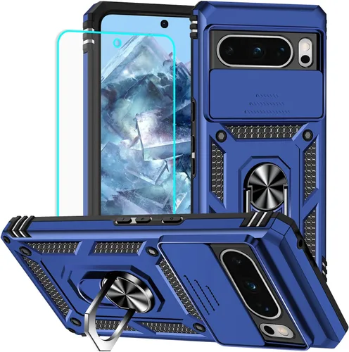 Vista 8 de HNHYGETE Funda para Pixel 6a con protector de pantalla HD, soporte giratorio de grado militar de 360° (resistente) a prueba de golpes para Google