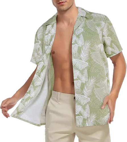 Vista 4 de American Trends Camisa hawaiana para hombre, camisas casuales de playa con botones, camisas tropicales de manga corta para hombre