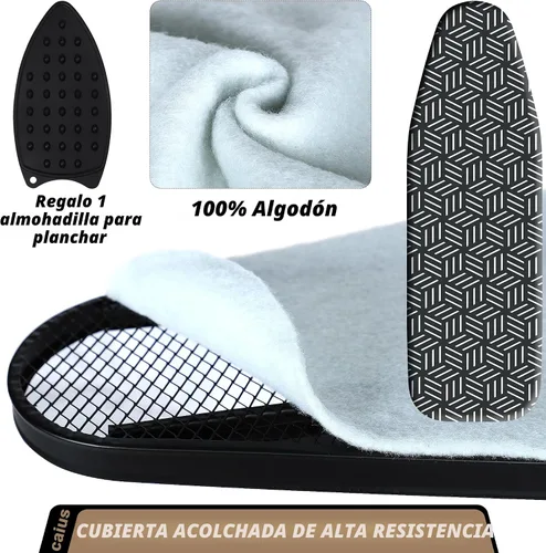 Vista 4 de caius Tabla de planchar, compacta y ahorradora de espacio, tabla de planchar de tamaño completo, área de planchar extra ancha con cubierta acolchada