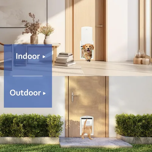Vista 5 de Puerta de perro para puerta, puerta para perros grandes y mascotas, puerta de plástico resistente para perros y puerta de perro mediana con panel