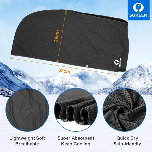 Vista 6 de Sukeen Toalla refrescante con capucha para hombres, toallas refrescantes para el cuello y la cara, se enfría cuando está mojado, envolturas