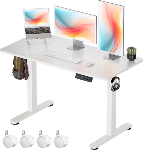 Vista 24 de Okin Escritorio Eléctrico de Pie de 31.5x19.7 Pulgadas Escritorio Pequeño para Computadora - Escritorio de Pie de Pieza Completa con Ruedas Gaming