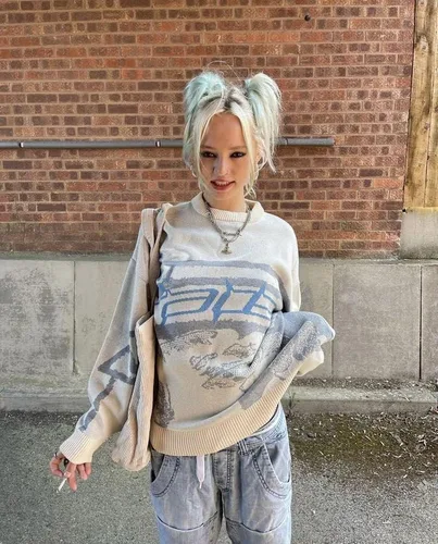 Vista 2 de Y2K Grunge - Sudadera de gran tamaño de manga larga con diseño de hadas, estilo Harajuku, ropa de punto vintage