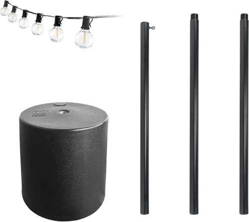 Vista 9 de Soporte para poste de luz para exteriores, 9.5 pies, negro, acero con recubrimiento en polvo resistente a la intemperie, base de tanque 1 Paquete