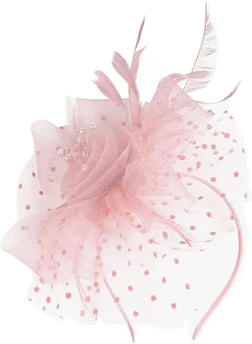 Vista 2 de SHUERIET Fascinators Hat Flower MeshVeil Ribbons Feathers on a Headband and a Clip Tea Party Headwear for Girls and Women