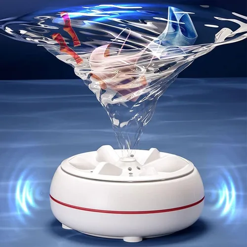 Vista 3 de Mini lavadora portátil USB, lavadora turbo ultrasónica, mini lavadora de alta potencia portátil potente limpieza ultrasónica turbo plegable lavadora