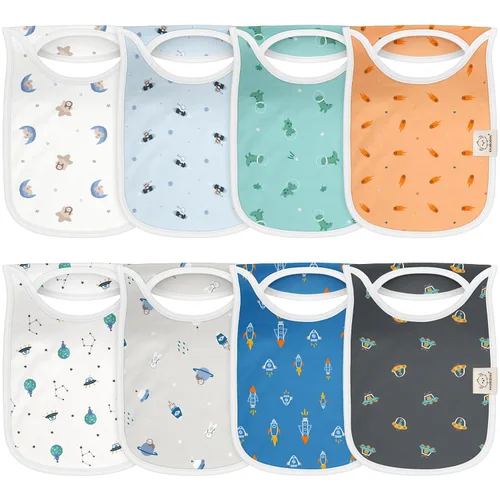 Vista 15 de KeaBabies Paquete de 8 Baberos para Niños y Niñas, Baberos sin Botones para Babear, Dentición de Bebés Niñas y Niños Pequeños, Recién Nacidos