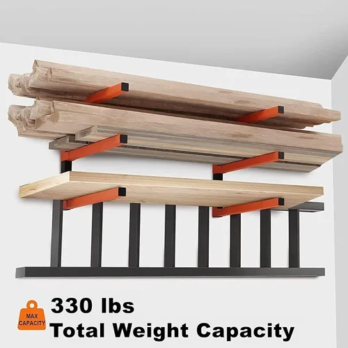 Vista 2 de WALMANN Bastidores de madera resistentes para montaje en pared, estante de almacenamiento de madera Soporte de madera para garaje, estante