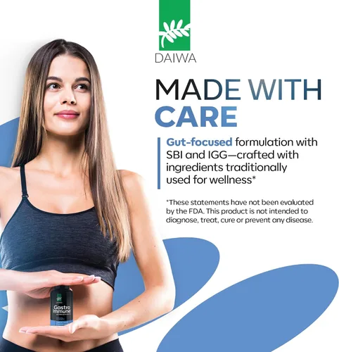 Vista 4 de Daiwa GastroImmune - Suplemento de salud intestinal e inmunidad - Fórmula a base de proteínas sin OMG para el bienestar digestivo - 60 cápsulas