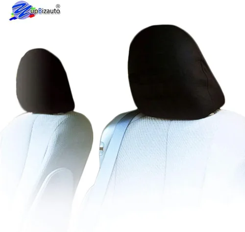 Vista 5 de Yupbizauto 4 fundas universales para reposacabezas de automóviles, camiones y DVD, para televisor, color sólido, de poliéster, con respaldo de Negro