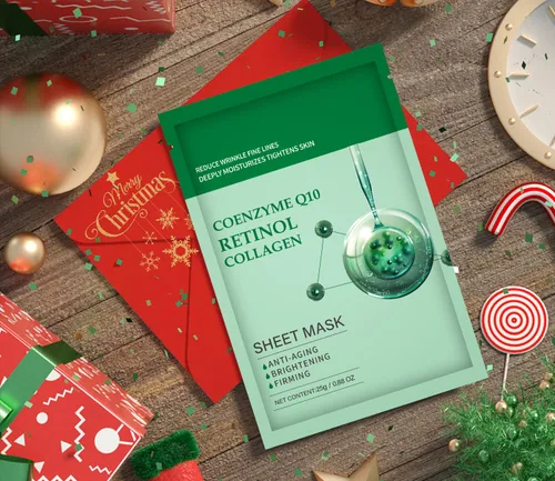 Vista 8 de Paquete de 10 mascarillas faciales de colágeno, mascarillas faciales para el cuidado de la piel con coenzima Q10 Retinol antienvejecimiento