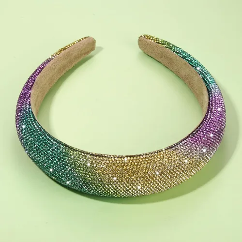 Vista 6 de FAERLIIRY Diadema de Mardi Gras con diamantes de imitación brillantes para mujer, para carnaval, desfile de carnaval, banda ancha acolchada