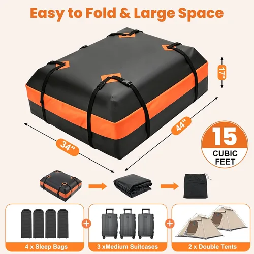Vista 2 de Bolsa de transporte de carga impermeable para techo de coche de Mandarina