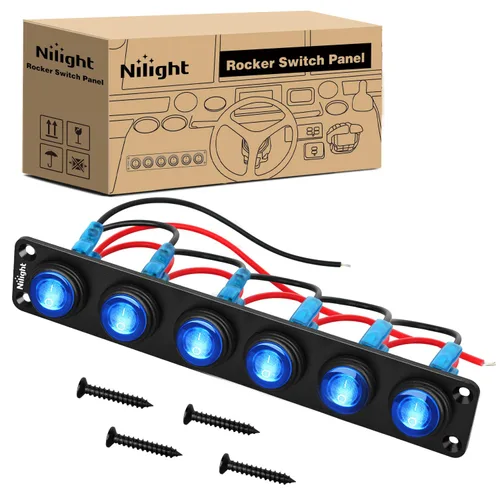 Vista 15 de Nilight Panel interruptor basculante de 5 bandas con 3 pines, resistente al agua, interruptores de palanca de encendido/apagado para automóvil