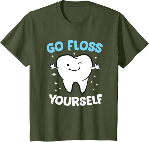 Vista 14 de Camiseta higienista dental, asistente dental, Go Floss Yourself dentista, Negro, S