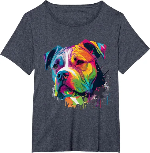 Vista 71 de Colorful American Bulldog American Bully Men Women T-Shirt Asphalt Grey