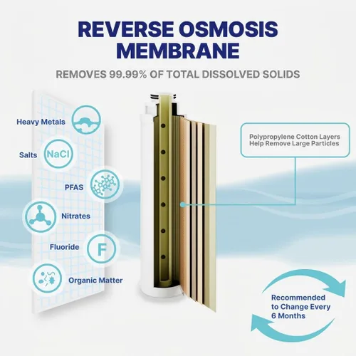 Vista 5 de NU Aqua Sistema de filtro de agua de ósmosis inversa de 8 etapas para encimera RO con UV Filtros de membrana de agua de sedimentos, carbono, malla
