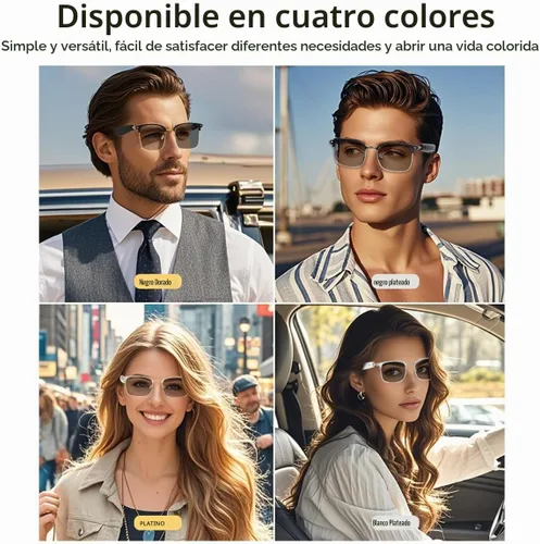 Vista 3 de Lentes inteligentes de audio Bluetooth, lentes de sol fotocromáticos para hombres y mujeres, micrófono y altavoces con sonido de oído abierto