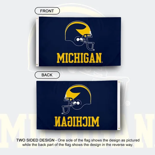 Vista 2 de Desert Cactus Bandera de la Universidad de Michigan Wolverines UM U of M Banners 100% poliéster para interiores y exteriores, banderas de 3 x 5 pies