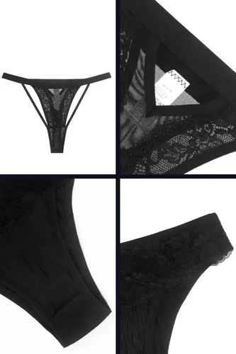 Vista 6 de Banamic Ropa interior sexy para mujer, tanga con tanga para mujer, bragas de cintura media