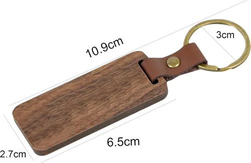 Vista 3 de Llavero de madera de cuero personalizado a granel grabado con láser personalizado llavero llavero de madera llaveros etiquetas regalo artesanía