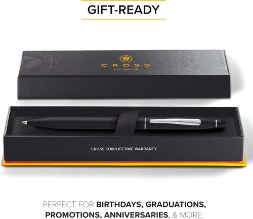 Vista 6 de Cross Click Slim - Bolígrafo de tinta de gel recargable con punta redonda, tamaño mediano, incluye caja de regalo premium, color negro